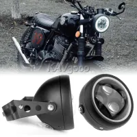 Silver steel little monster monkey motorcycle modified headlights Korea gv300s / Rongguang 202 headlights far and near round lights