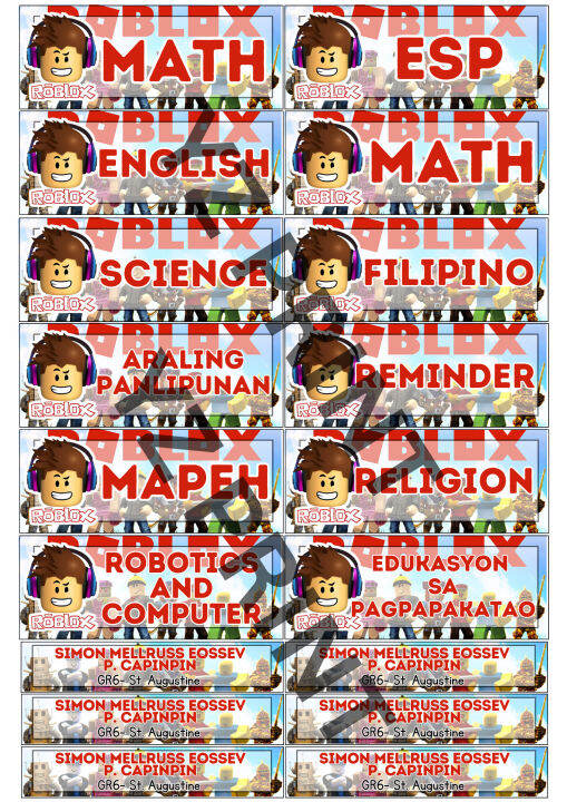 ROBLOX THEME SUBJECT AND NAME LABEL STICKER | Lazada PH