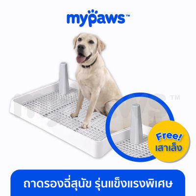 My Paws ถาดรองฉี่สุนัข ฟรี!! เสาให้น้องเล็ง รุ่นแข็งแรงพิเศษ 2 ชั้น (G) ห้องน้ำสุนัข Dog Toilet Tray