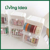 Living idea กล่องพลาสติก สำหรับจัดเก็บเทป แบบตั้งโต๊ะ ราคาต่อ 1 ชิ้น พร้อมจัดส่ง