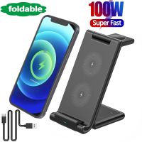 ZZOOI 100W 3 in 1 Wireless Charger Stand Foldable For iPhone 14 13 12 Apple Watch Airpods Pro iWatch 7 6  Fast Charging Dock Station