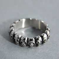 Creative Punk Skeleton Skull Ring For Men Women Gothic Retro Silver Color Metal Ring Accessories Fashion Party Jewelry Gift