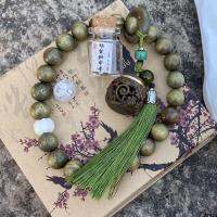 1.2 Wenwan สร้อยข้อมือลูกปัดอธิษฐานหมุนเวียนตามธรรมชาติเครื่องขยายกลิ่นหอมแบบมือถือพร้อม Su Zhengzong mm จี้สีเขียววิ่งหญิง