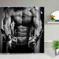 Bathtub Decor Shower Curtains y Fitness Man And Woman Good Body Shape Gym 3d Printing Waterproof Fabric Bathroom Curtain Set