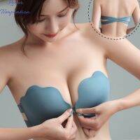 คนรักการ®ผู้หญิงเซ็กซี่สีทึบด้านหน้าปิด Strappy ไร้สายเบาะ Push Up Bra บาง