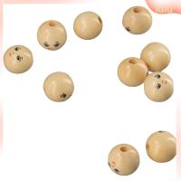 LULU 100pcs 18mm ครับ ลูกปัดไม้ลูกปัด ทำจากไม้ พิมพ์ undyed ลูกปัดหน้ากลม พิมพ์ undyed Ball กลมกลมๆ ลูกปัดหน้าตาขี้อาย การทำเครื่องประดับงานฝีมือ DIY