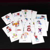 20Pcs Kids Montessori Learning French Emotion/Action Cards Word Flash Cards for Children Educational Early Memory Game Toys Aids Flash Cards