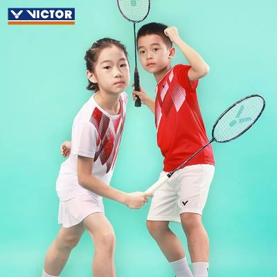เสื้อยืดชุดกีฬาแบดมินตัน VICTOR Victory Victor แขนสั้นสำหรับเด็กชายและเด็กหญิง22000TD การแข่งขันสนูปี้แฟชั่น
