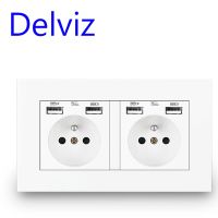 คุณภาพสูง Delviz สวิตช์ไฟมาตรฐานฝรั่งเศส1แก๊ง1Way/2Way หมวกกันน็อกเอ็กซ์พีบันไดสีขาวกับผนัง16A แผงสวิตช์ปลั๊กไฟ USB Fi317 Lcz39