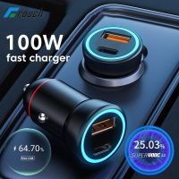 Mini 100W Car Charger Super Fast Charging PD QC 3.0 USB Car Charger Type C With LED For iPhone Xiaomi Samsung Laptops Tablets Car Chargers