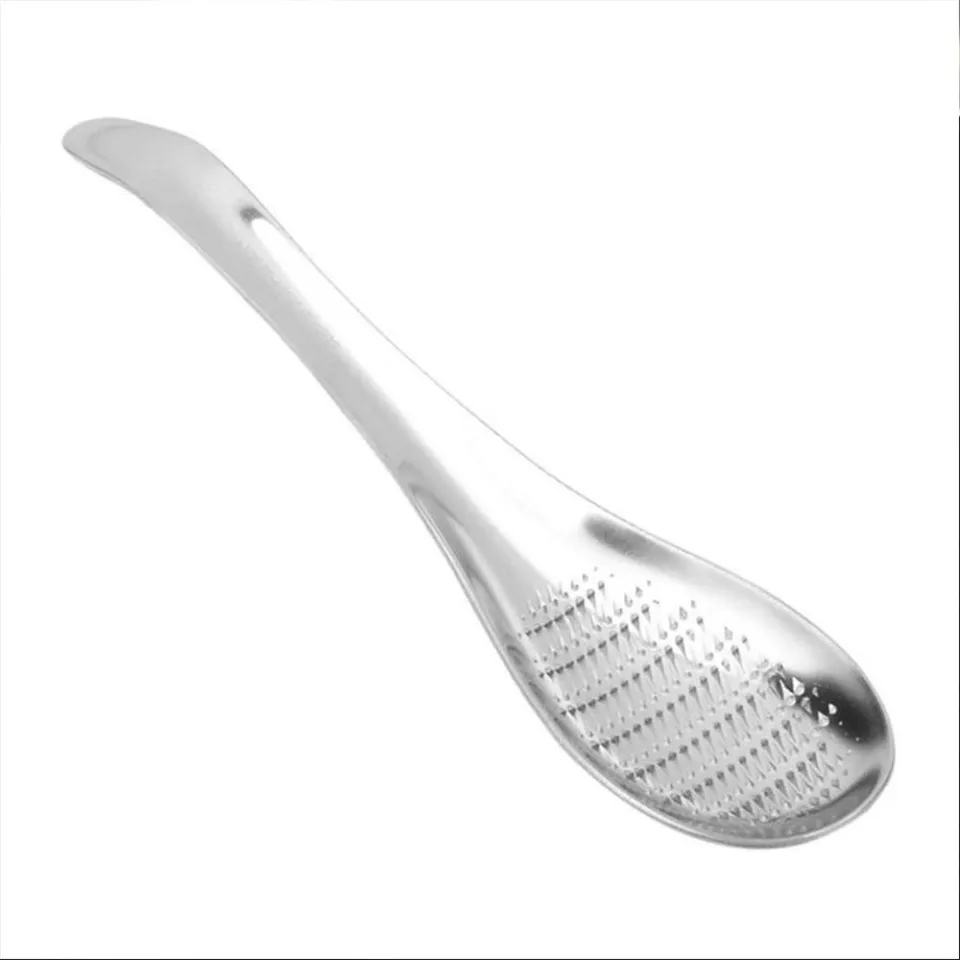 Silver Cheese Grater Mixing Spoon Stainless Steel Spoon Shape Lemon Zester  Mixer Ginger Grater Wasabi Garlic Grinding Tools