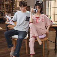 Spring Summer Women Pajamas Short Sleeve Cotton Pajamas Sets Couple Sleepwear Family Lover Night Men &amp; Women Casual Men Pyjamas