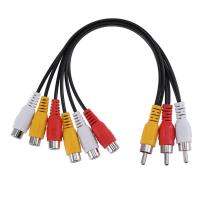 สีดำ25เซนติเมตร3RCA ชายแจ็ค6RCA หญิงเสียบ S Plitter วิดีโอเสียง AV ดีวีดีอะแดปเตอร์เคเบิ้ล