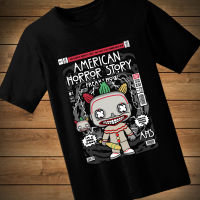 #061 เสื้อยืดลายการ์ตูน AMERICAN HORROR เสื้อยืดสีดำ เสื้อใส่เล่น เสื้อยืด เสื้อคอกลม ใส่สบาย เสื้อสกรีน เสื้อสั่งทำ เสื้อยืดแขนสั้น เสื้อเท่