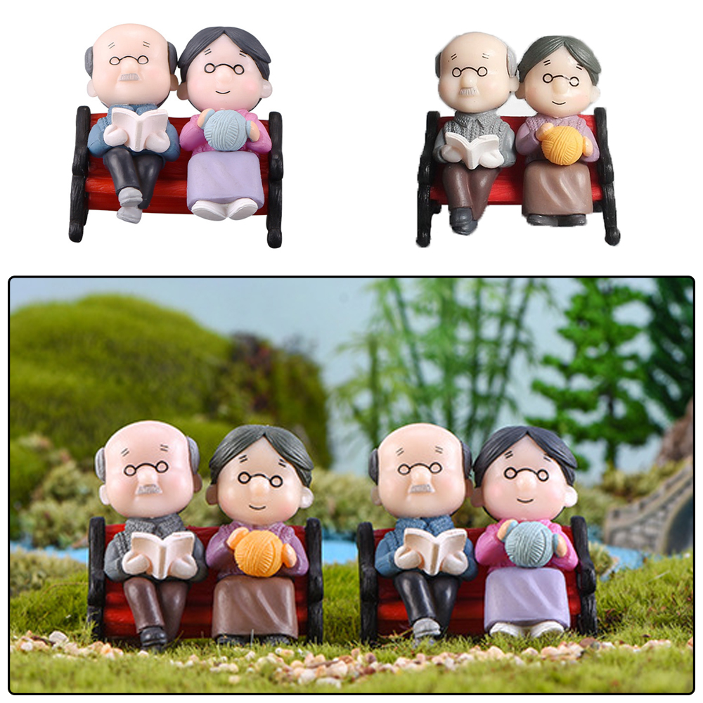 Micro Landscape Couple Dolls Grandparents Figurines Home Decor Miniatures Toy 