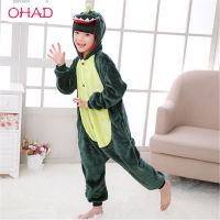 ชุดนอนเด็ก Onesie สำหรับเด็กชายหญิงการ์ตูนสัตว์คริสต์มาสฮาโลวีนคอสเพลย์ชุดวันพีชการออกแบบกระดุมด้านหน้า