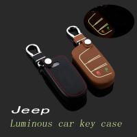 ♛●♨ Leather car Key fob case cover for Jeep Cherokee Grand Cherokee Wrangler Compass Patriot keychain Ring key holder Accessories