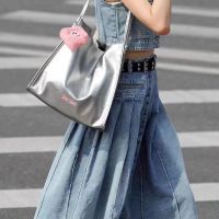 MLBˉ Official NY new this years popular bag silver large-capacity cloud clay tote bag commuting armpit bag