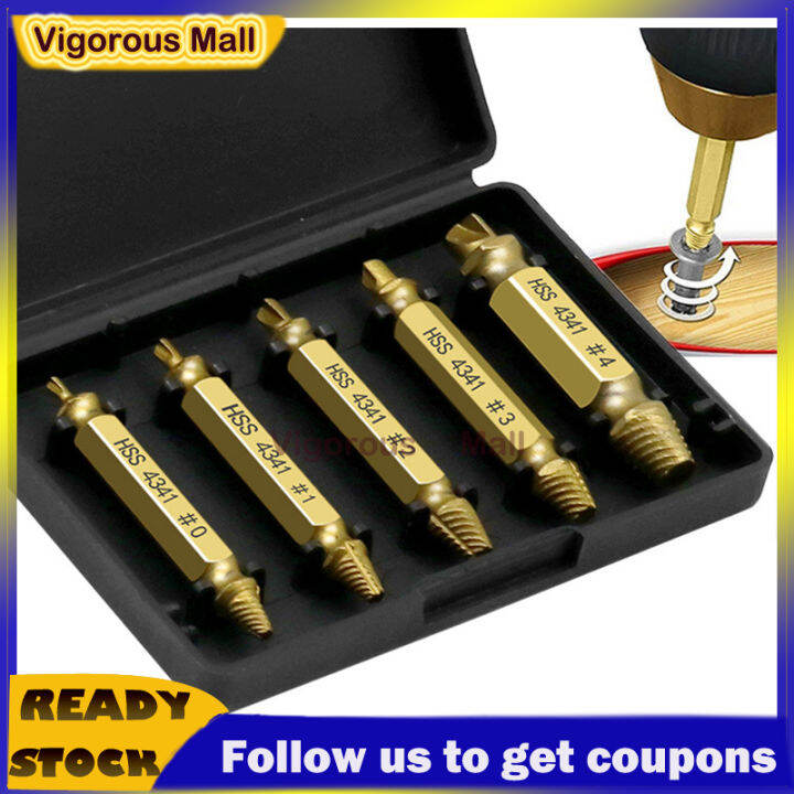 local seller】5pcs Bolt Extractor Screw Remover Take Screw Set Drill Bit