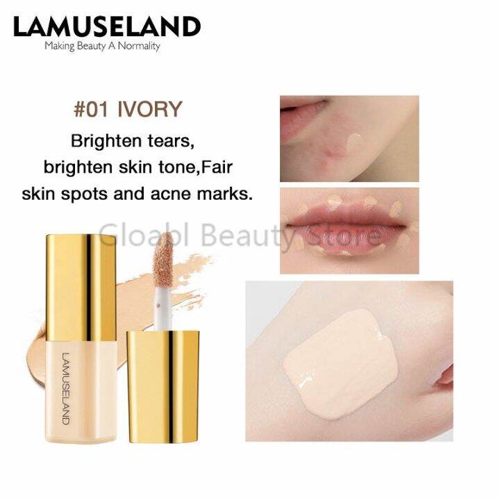 lamuseland-เบสเครื่องสำอางหน้าคอนซีลเลอร์มินิปกปิดริ้วรอยเหลวปกถุงใต้ตาครีมคอนซีเลอร์เครื่องสำอางรองพื้น