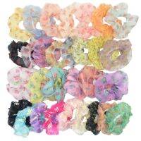 50 pcs/40/30/20/10 ผม Scrunchies แพ็คซาตินวงกำมะหยี่ยืดหยุ่น Scrunchy Ties ชีฟองผู้หญิงอุปกรณ์เสริม Organza Glitter