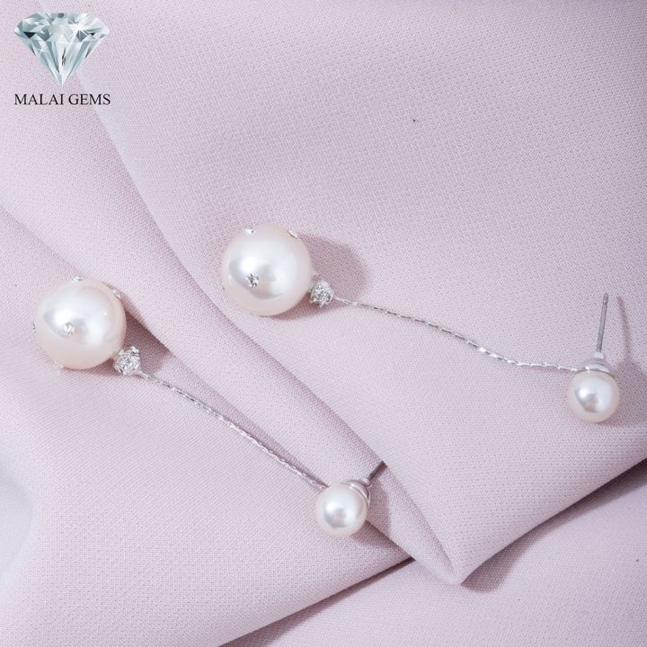 malai-gems-ต่างหูมุก-เงินแท้-silver-925-เพชรสวิส-cz-เคลือบทองคำขาว-รุ่น-11012980-แถมกล่อง-ต่างหูเพชร-ต่างหูเงินแท้