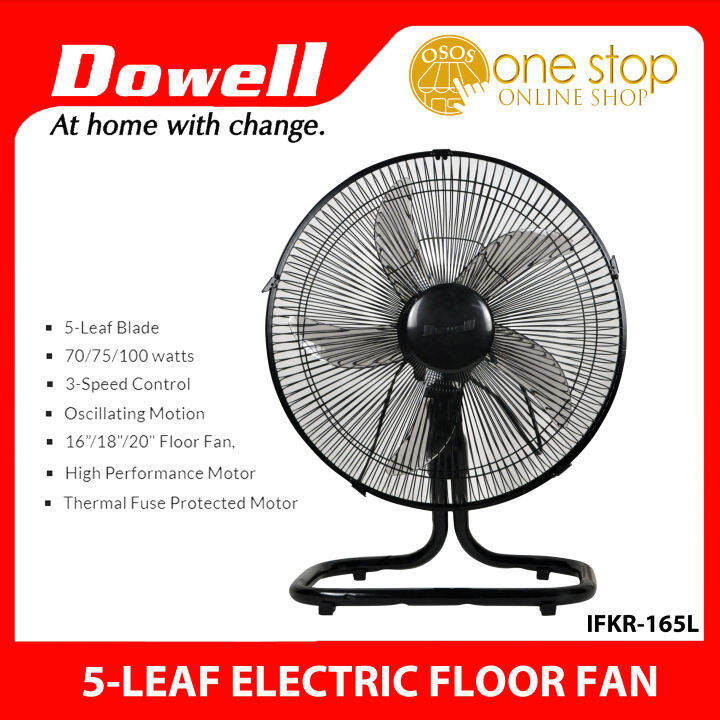 DOWELL Original 16" Floor Ground Fan 5Leaf Banana Blade Electric Fan