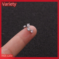 Variety ✨Hot Sale✨ 1ชิ้นต่างหูเพทายสำหรับผู้หญิงหูเล็บกระดูกอ่อนต่างหูเกลียวแกนต่างหูเครื่องประดับร่างกายของขวัญ