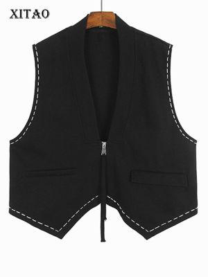 XITAO Vest Loose Zippers Simplicity  Women Casual Vest Top