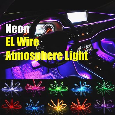 ◘♘ EL Wire String Strip Rope Tube Light Neon Light Glow Flat Edge Car Interior DIY Flexible Ambient Lamp Party Atmosphere Prop USB