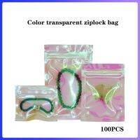 【hot】 transparent colorful packaging sealed pocket cosmetic bag earrings high-end sundries storage thick ！