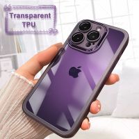 Silicone Bumper Clear Phone Case For iPhone 12 13 11 14 Pro Max XR X XS 7 8 Plus Shockproof Camera Protection Transparent Cover  Screen Protectors