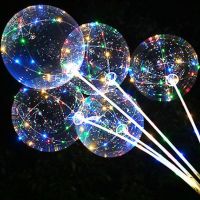 【CW】 Handle Led With Sticks Transparent Helium Bobo Ballons Wedding Birthday Decorations Kid