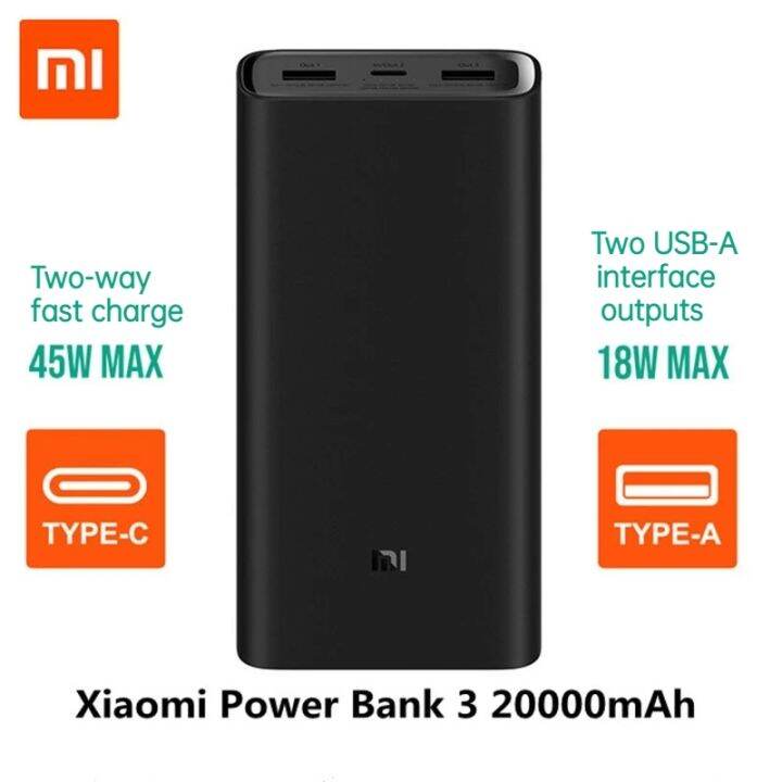 Xiaomi Power Bank 3 Mi Power Bank 20000 MAh Pro PLM07ZM with Triple USB ...