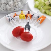 Creative Mini Cute Cartoon Kitten Puppy Kids Fruit Fork Set Animal Fruit Toothpick Plastic Children Snack Cake Dessert Food Fork