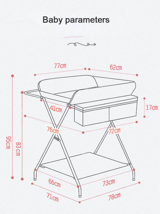 amila-โต๊ะเปลี่ยนสำหรับเด็กทารกแบบพกพาแผ่นรองเปลี่ยนผ้าอ้อมกับล้อปรับได้ทารกแรกเกิดโต๊ะดูแลเด็ก