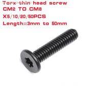 ﹍▣ 5/10/50x black torx thin head screw CM M2 M2.5 M3 M4 M5 M6 304 Stainless Steel Six-lobe Ultra Thin Flat Wafer Torx Head Bolts