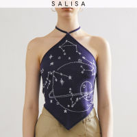 SALISA -  HALTER KNIT PF23 Tie Back Navy