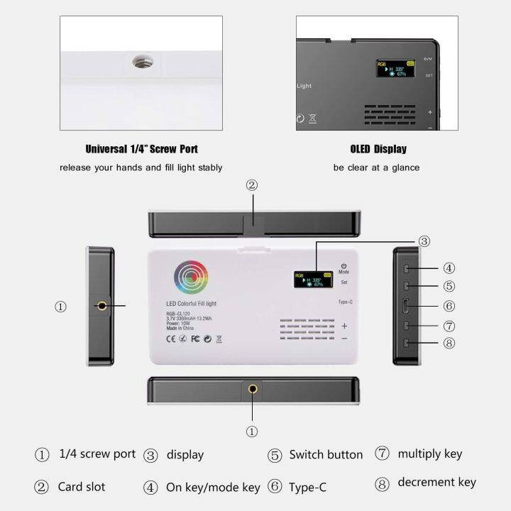 ชุดไฟกล้องสี-led-rgb-แบบ-bi-light-ชุดแฟลชวิดีโอสีครบชุดแผ่นไฟส่องสว่างปรับได้2500k-9000k-แบบชาร์จไฟได้3100mah