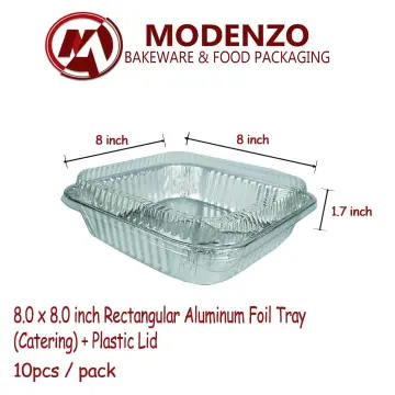 Buns N' Choices] 11550 - 8x8 Square Aluminum Foil Pan with Plastic Lids 10  Sets