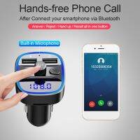 T25 Car Fm Transmitter Car Charger Bluetooth Mp3 Player ระบบนำทางเสียงอัจฉริยะ12-24 V ในสต็อก