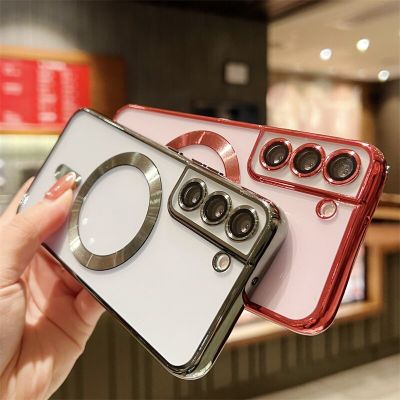 HOCE ใสเคลือบแม่เหล็กสำหรับ Magsafe เคสสำหรับ Samsung Galaxy S22 S23บวกอัลตร้าไร้สายชาร์จฝาครอบฟิล์มเลนส์เคสโทรศัพท์แบบใส