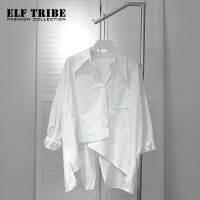 hot●ELF TRIBE ใหม่สไตล์เกาหลีเสื้อบางหลวมกลับ Slit เสื้อแขนยาวผิดปกติสำหรับผู้หญิง 9238