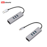 Usb3.0แดงเป็นอะแดปเตอร์อีเธอร์เน็ต Type-C ไปยังกิกะบิตอีเธอร์เน็ต Rj45ไดรฟ์แล็ปท็อปการ์ดเน็ตเวิร์ก3พอร์ต Usb ฮับ3.0