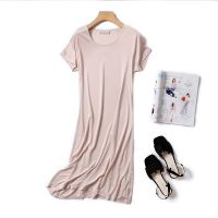 Chun xia thin round collar short sleeve lining render teamed silk knitted petticoat loose big yards sleepwear nightgown