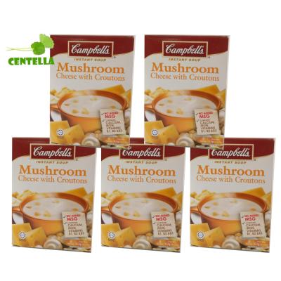 แคมเบลล์ ซุปครีมเห็ดผสมชีส กึ่งสำเร็จรูปชนิดผง 63 กรัม (3 sachets x 21 g) ไม่มี MSG 5 กล่อง Cambells Instant Soup Cream of Muchroom Cheese with Croutons 63 gram 3 servings (3x21 g), No MSG 5 boxes
