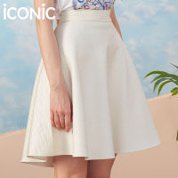 iCONiC WHITE SPARKLING LUKFUKE SKIRT #6336 กระโปรง ผ้าไหม สีขาว ผ้าทอ กลิตเตอร์  ยาว 65cm. สะโพกฟรี เอวตามตาราง กระโปรงย้อย กระโปรงทำงาน กระโปรงแฟชั่น