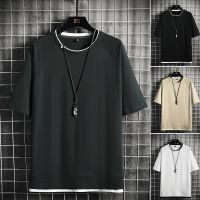 【CC】 New Short Sleeve Men Silk Breathable T Color Male Round Neck Tees 4XL