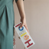 【wander lamar 】latest design acrylic handmade letter hello woman bag shoulder bags evening clutch bag