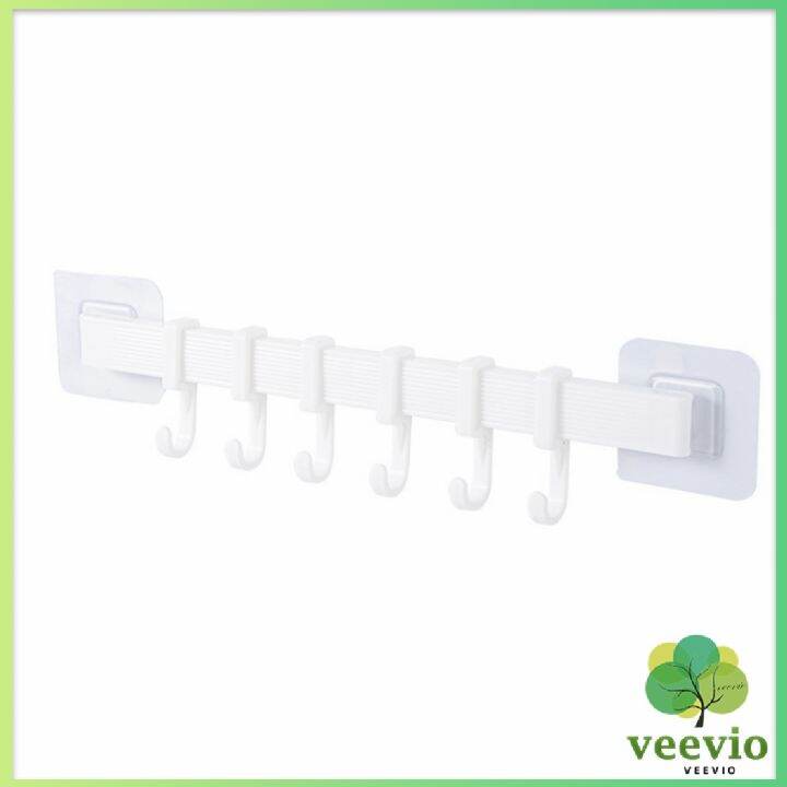 veevio-ราวตะขอ-พลาสติกอเนคประสงค์-แบบติดแผ่นกาว-ไม่ต้องเจาะผนัง-towel-rack-มีสินค้าพร้อมส่ง